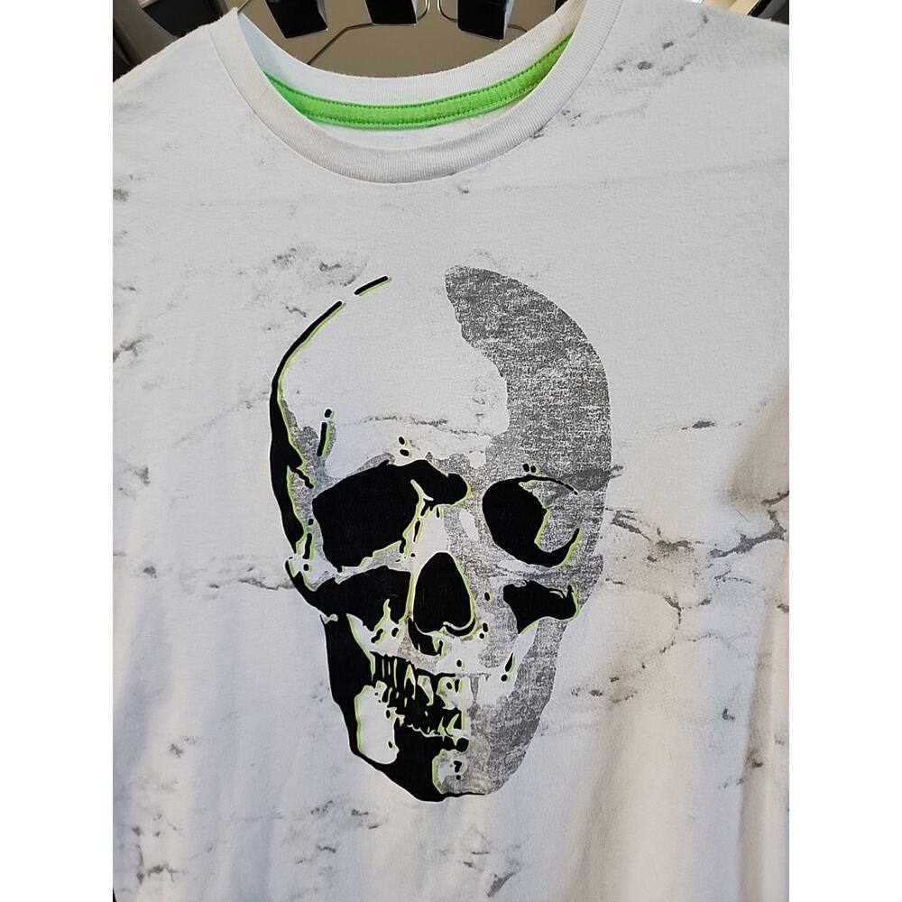 Wonder Nation Neon Green Skull White Child Tshirt 2xl (18)